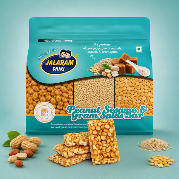 Jaggery Peanut Sesame Gram Chiki Bar - 450 Gram