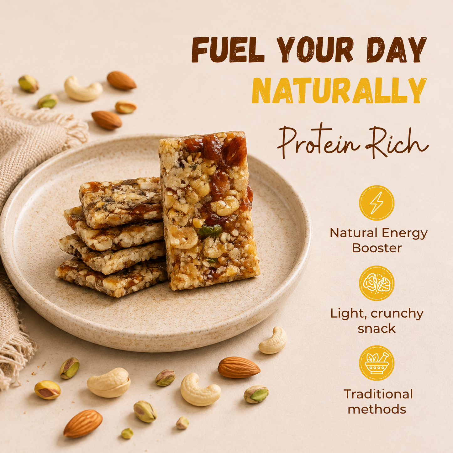 Jaggery Cashewnut Almond Pista Chiki bar - 450 Gram