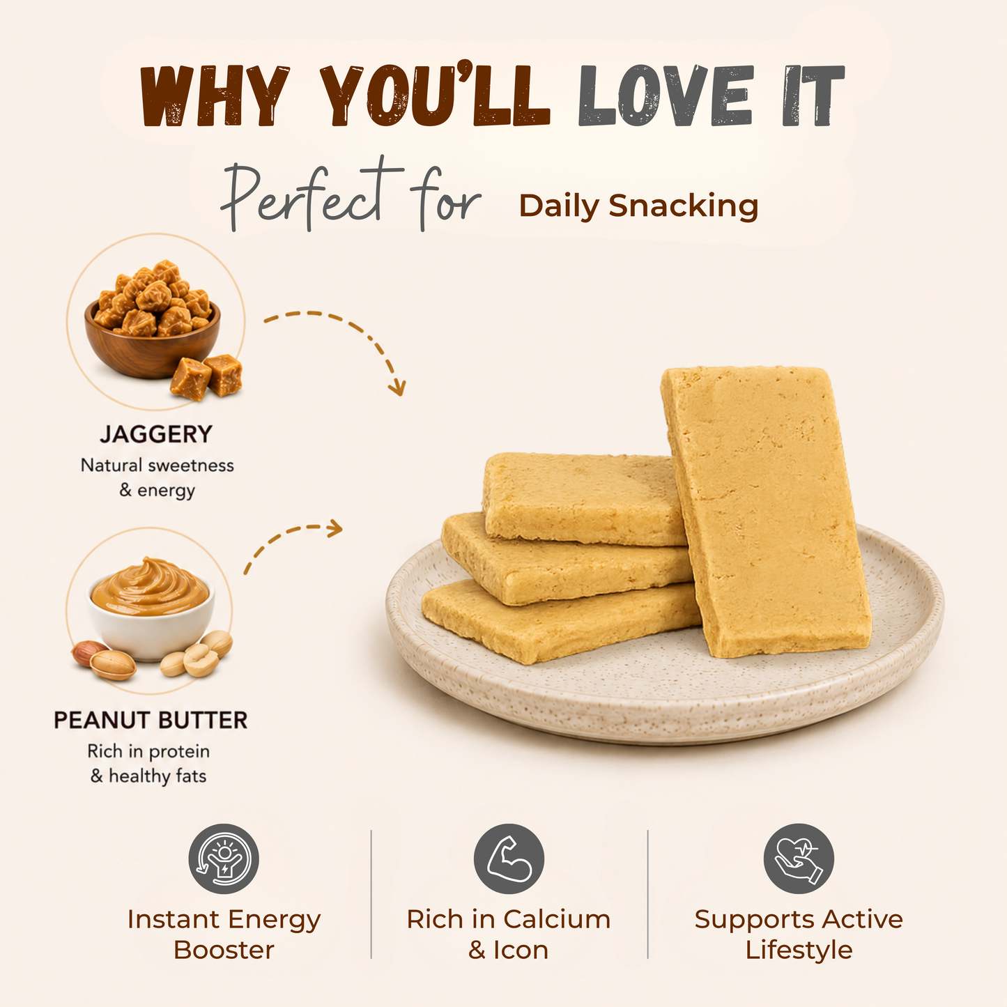 Jaggery Peanut Butter Chiki Bar - 450 Gram