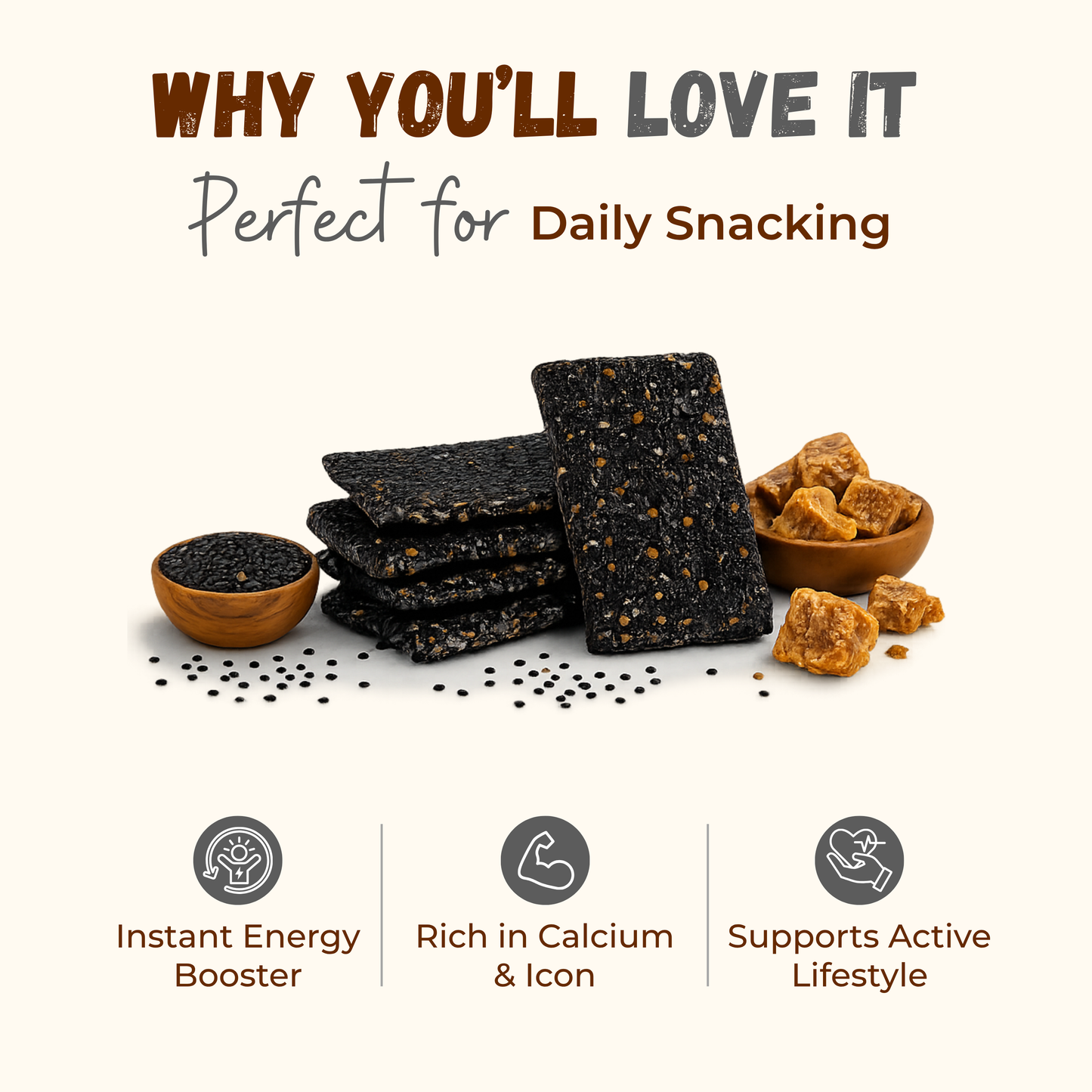 Jaggery Black Sesame Chiki Bar - 450 Gram
