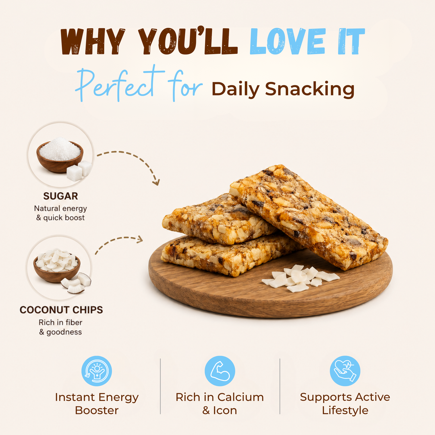 Sugar Coconut Chiki Bar - 450 Gram