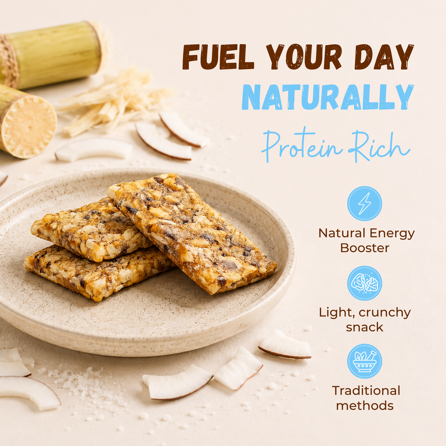 Sugar Coconut Chiki Bar - 450 Gram