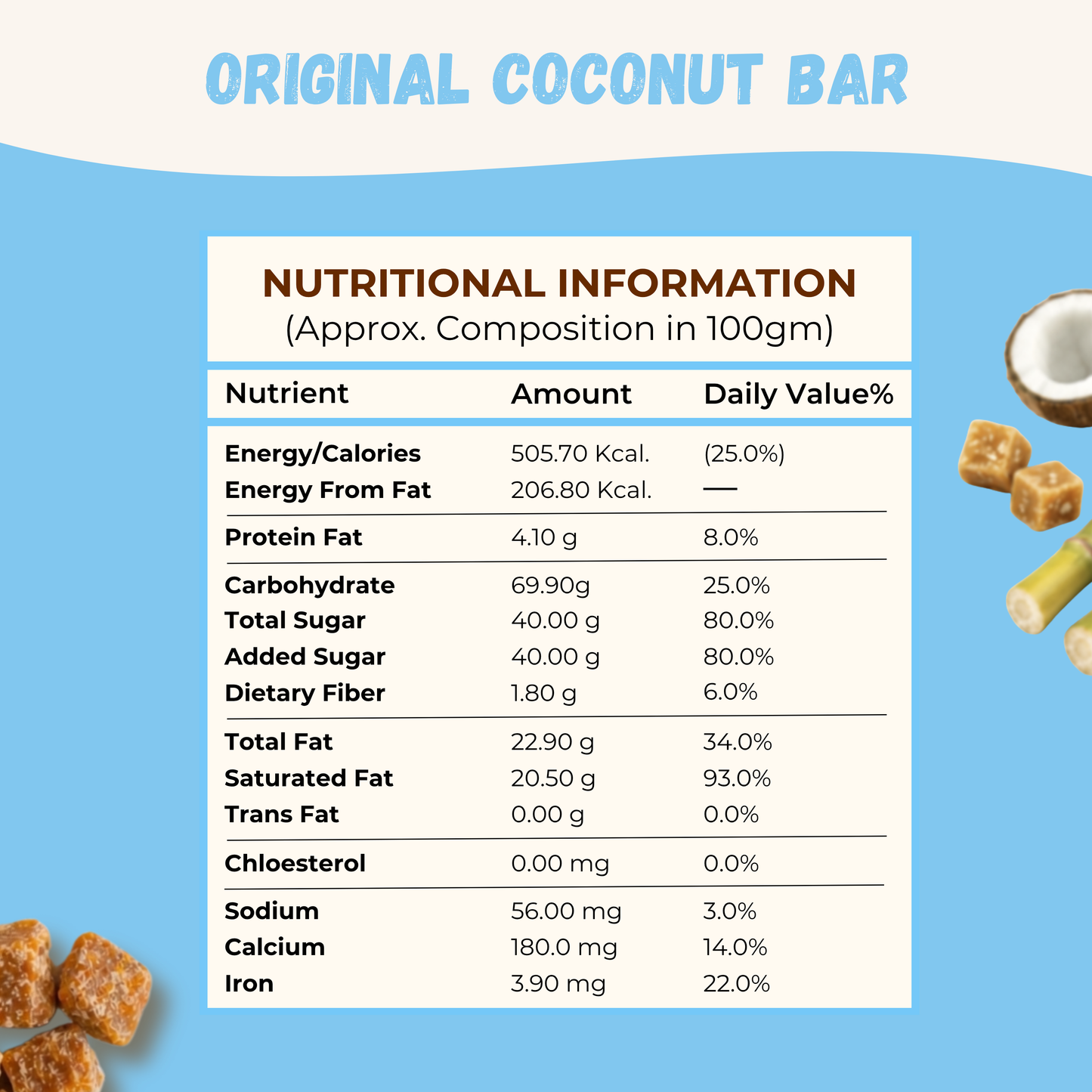Sugar Coconut Chiki Bar - 450 Gram
